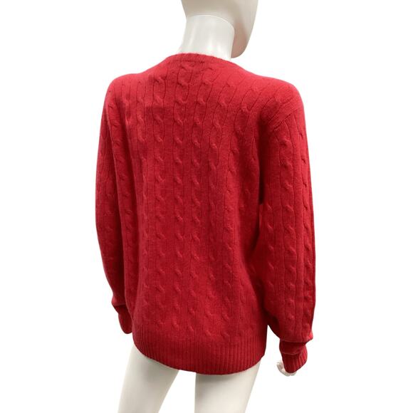 Vintage Polo Ralph Lauren Sweater Unisex Size S Cable Knit 100%Cashmere Soft Red - Picture 4 of 5